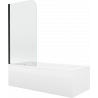 Mexen Cubik vasca rettangolare 150 x 70 cm con pannello e paravento a 1 anta 70 cm, trasparente, nero - 550315070X9007017000