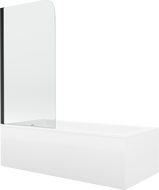 Mexen Cubik rechthoekig bad 150 x 70 cm met ombouw en 1-vleugelig scherm 70 cm, transparant, zwart - 550315070X9007017000