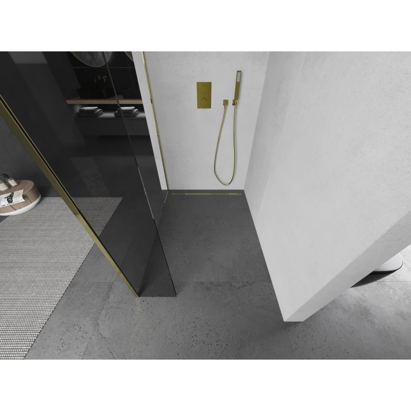 Mexen Kioto dušisein Walk-in 140 x 40 cm, läbipaistev, kuldne - 800-140-212-50-00-040