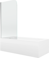 Mexen Cubik rectangular bathtub 150 x 70 cm with casing and 1-panel screen 75 cm, transparent, chrome - 550315070X9007510100