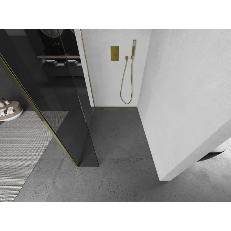 Mexen Kioto ścianka prysznicowa Walk-in 155 x 40 cm, transparent, złota - 800-155-212-50-00-040