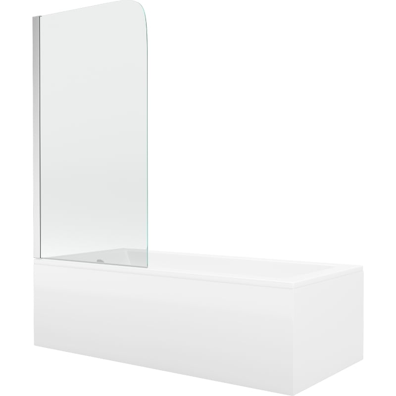 Mexen Cubik pravokutna kada 150 x 70 cm s oblogom i jednim krilnim paravanom 80 cm, prozirna, krom - 550315070X9008010100