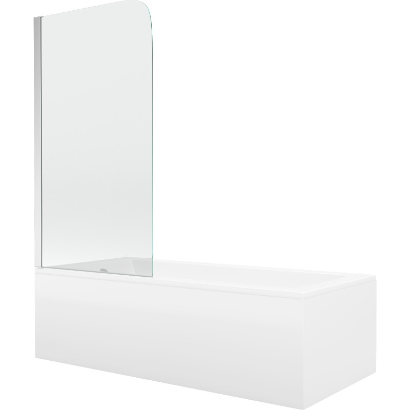 Mexen Cubik ristkülikukujuline vann 150 x 70 cm koos mantli ja 1-lehise 80 cm ekraaniga, läbipaistev, kroom