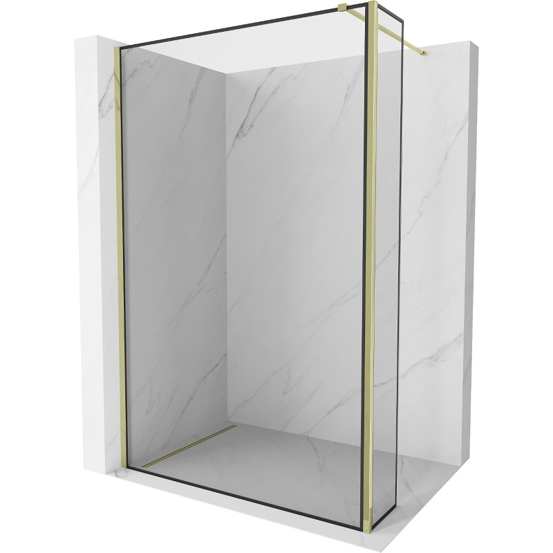 Mexen Kioto dušisein Walk-in 100 x 40 cm, must raam, kuldne - 800-100-212-50-70-040