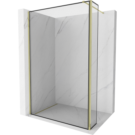 Mexen Kioto Staklena pregrada za tuš Walk-in 110 x 30 cm, crni okvir, zlatna - 800-110-212-50-70-030