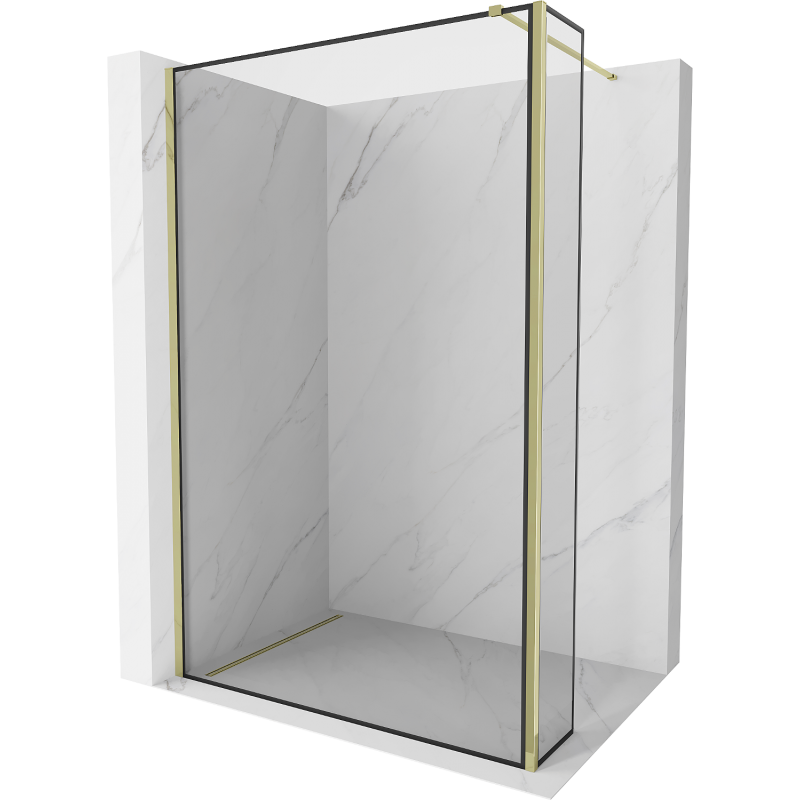 Mexen Kioto ścianka prysznicowa Walk-in 120 x 40 cm, czarna ramka, złota - 800-120-212-50-70-040