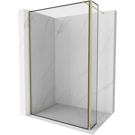 Mexen Kioto Walk-in Shower Wall 140 x 40 cm, Black Frame, Gold - 800-140-212-50-70-040