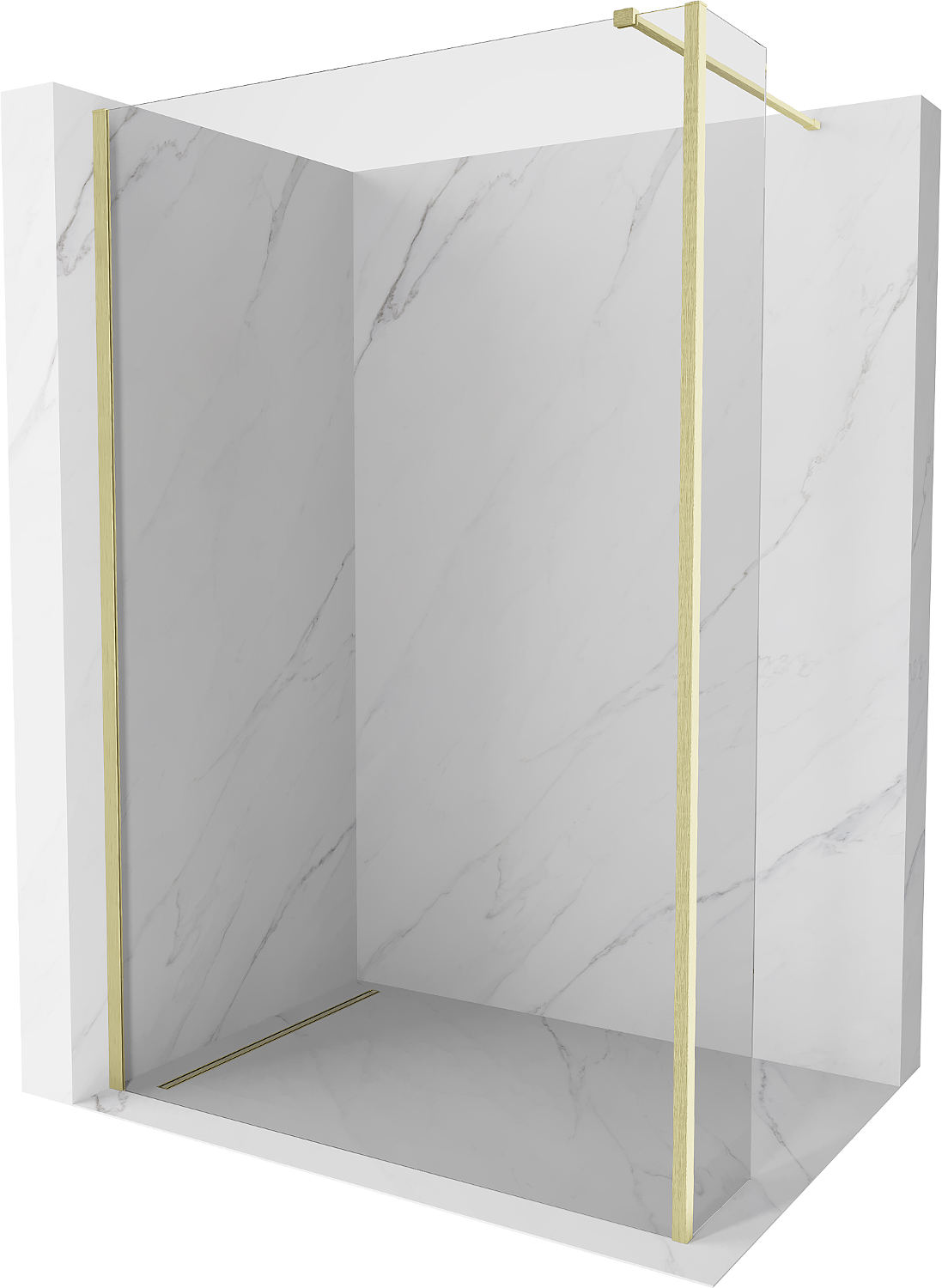 Mexen Kioto ścianka prysznicowa Walk-in 90 x 30 cm, transparent, złota szczotkowana - 800-090-212-55-00-030