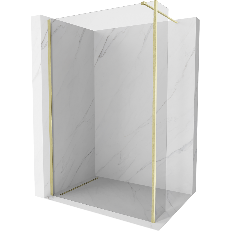 Mexen Kioto Walk-in Shower Wall 115 x 30 cm, Transparent, Brushed Gold - 800-115-212-55-00-030