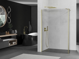 Mexen Kioto Staklena stijena Walk-in 120 x 30 cm, prozirna, zlatna četkana - 800-120-212-55-00-030