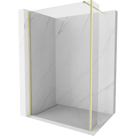 Mexen Kioto Walk-in Shower Screen 130 x 30 cm, Transparent, Brushed Gold - 800-130-212-55-00-030
