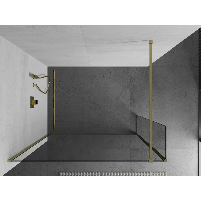 Mexen Kioto dušisein Walk-in 140 x 30 cm, läbipaistev, kuldne harjatud - 800-140-212-55-00-030