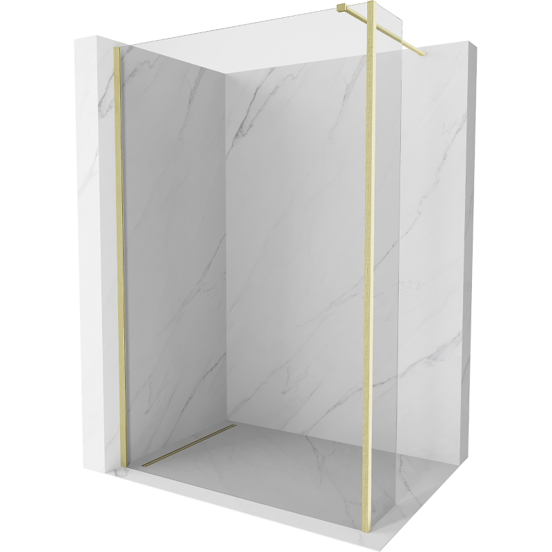 Mexen Kioto parede de duche Walk-in 125 x 40 cm, transparente, dourado escovado - 800-125-212-55-00-040