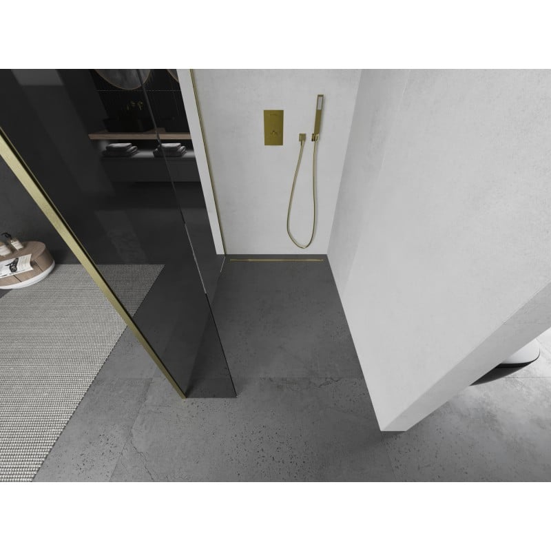Mexen Kioto parete doccia Walk-in 160 x 40 cm, trasparente, oro spazzolato - 800-160-212-55-00-040