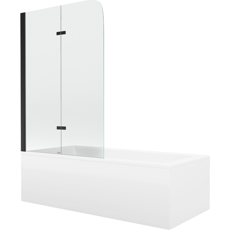 Mexen Cubik ristkülikukujuline vann 150 x 70 cm korpuse ja 2-ukselise 80 cm dušiekraaniga, läbipaistev, must