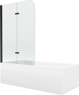 Mexen Cubik rectangular bathtub 150 x 70 cm with casing and 2-wing screen 80 cm, transparent, black - 550315070X9008027000