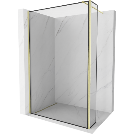 Mexen Kioto Duschwand Walk-in 90 x 30 cm, schwarzer Rahmen, gebürstetes Gold - 800-090-212-55-70-030