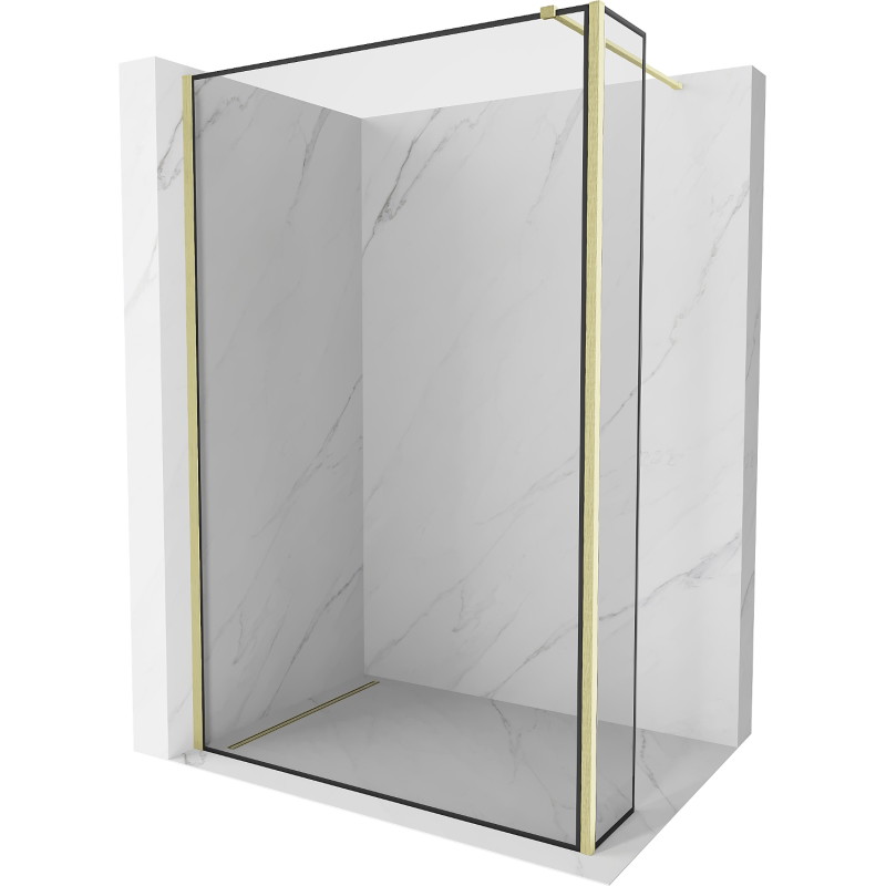 Mexen Kioto dušisein Walk-in 140 x 40 cm, must raam, kuldne harjatud - 800-140-212-55-70-040