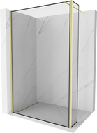 Mexen Kioto parete doccia Walk-in 140 x 40 cm, cornice nera, oro spazzolato - 800-140-212-55-70-040