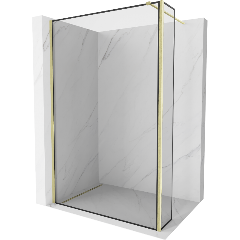 Mexen Kioto ścianka prysznicowa Walk-in 120 x 40 cm, czarna ramka, złota szczotkowana - 800-120-212-55-70-040