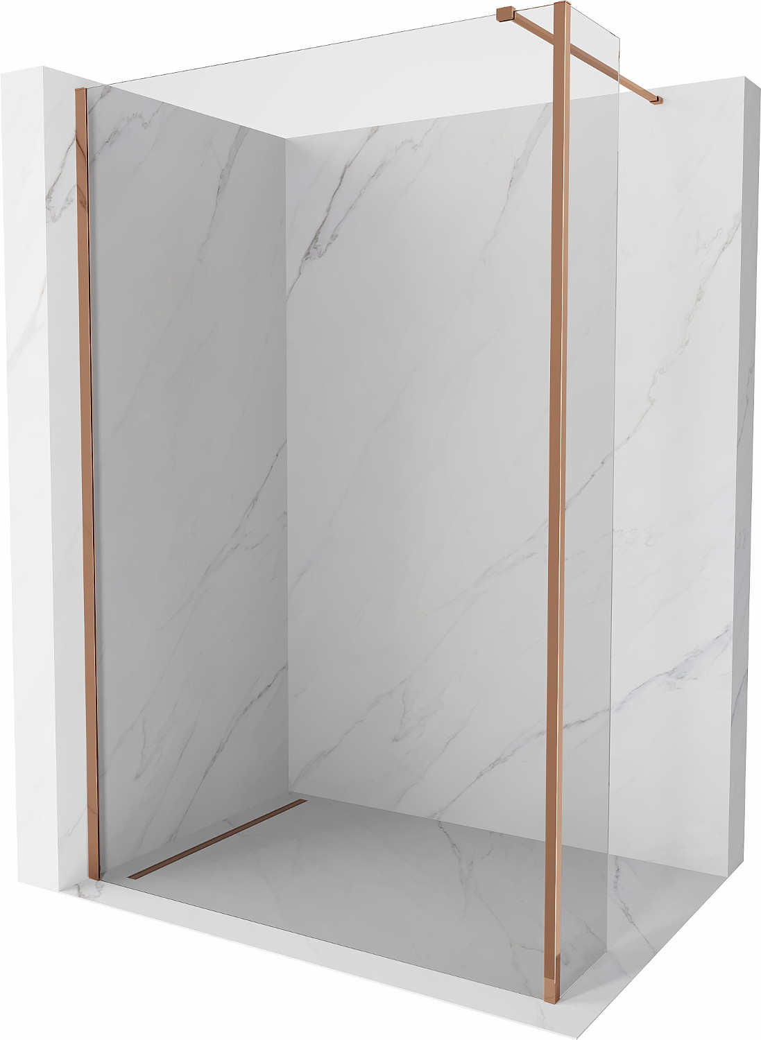 Mexen Kioto ścianka prysznicowa Walk-in 90 x 30 cm, transparent, różowe złoto - 800-090-212-60-00-030