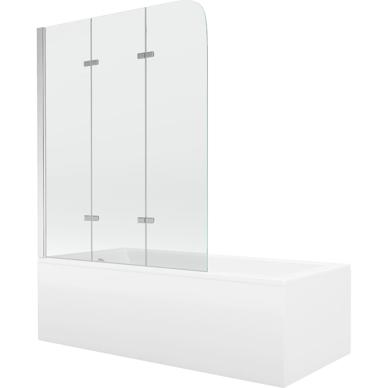 Mexen Cubik ristkülikukujuline vann 150 x 70 cm koos korpuse ja 3-osalise 120 cm ekraaniga, läbipaistev, kroom
