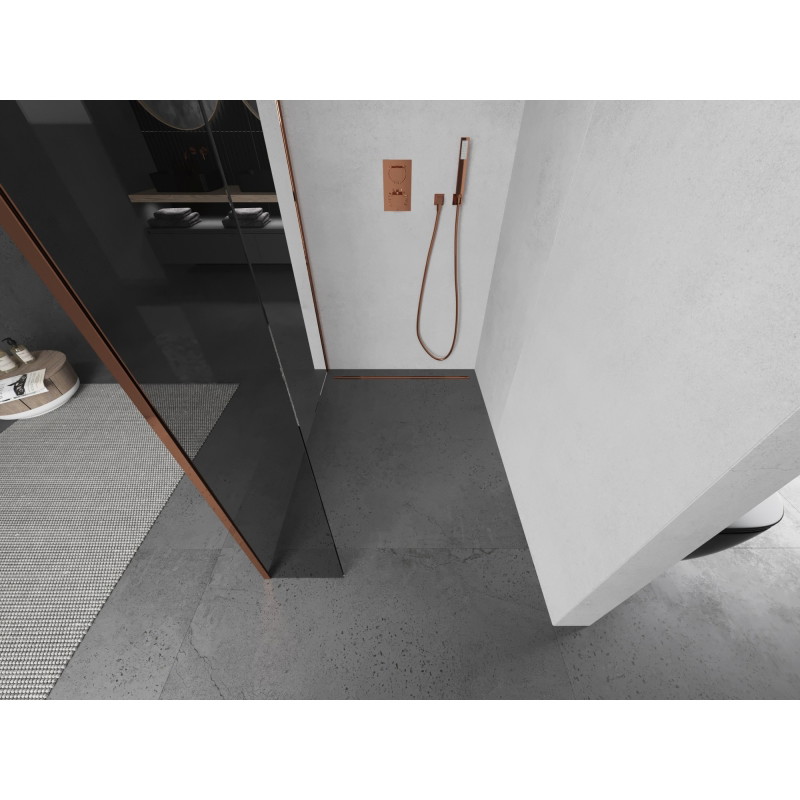 Mexen Kioto Walk-in tuš pregrada 180 x 30 cm, prozirna, ružičasto zlato - 800-180-212-60-00-030