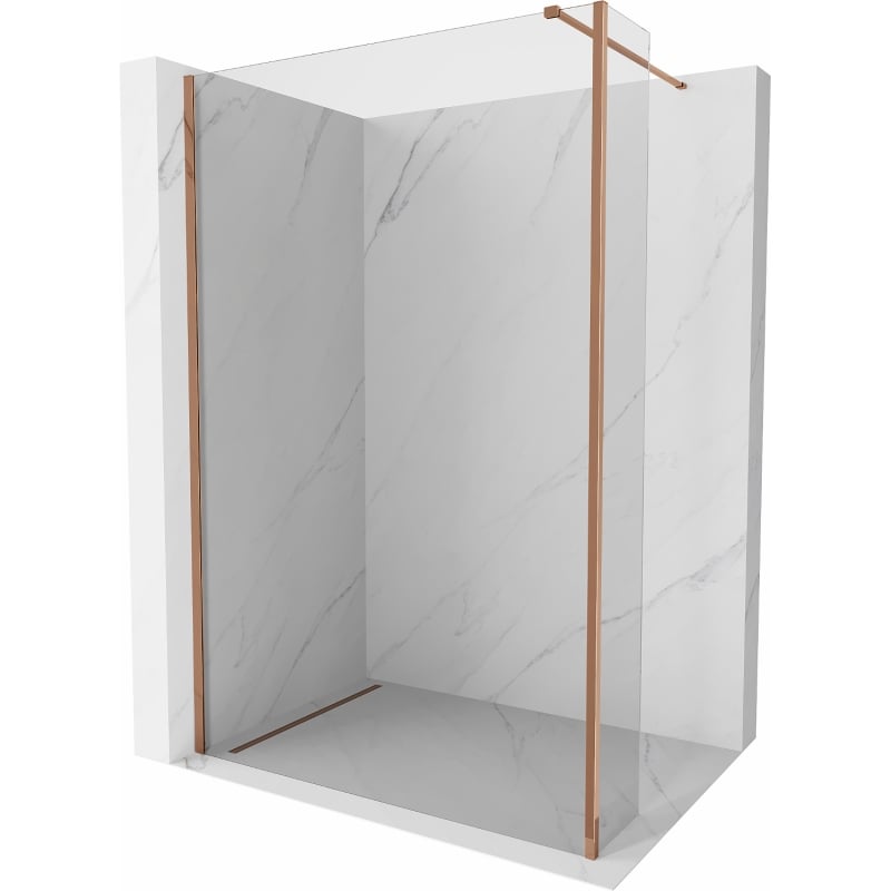 Mexen Kioto tuš zid Walk-in 140 x 40 cm, proziran, ružičasto zlato - 800-140-212-60-00-040