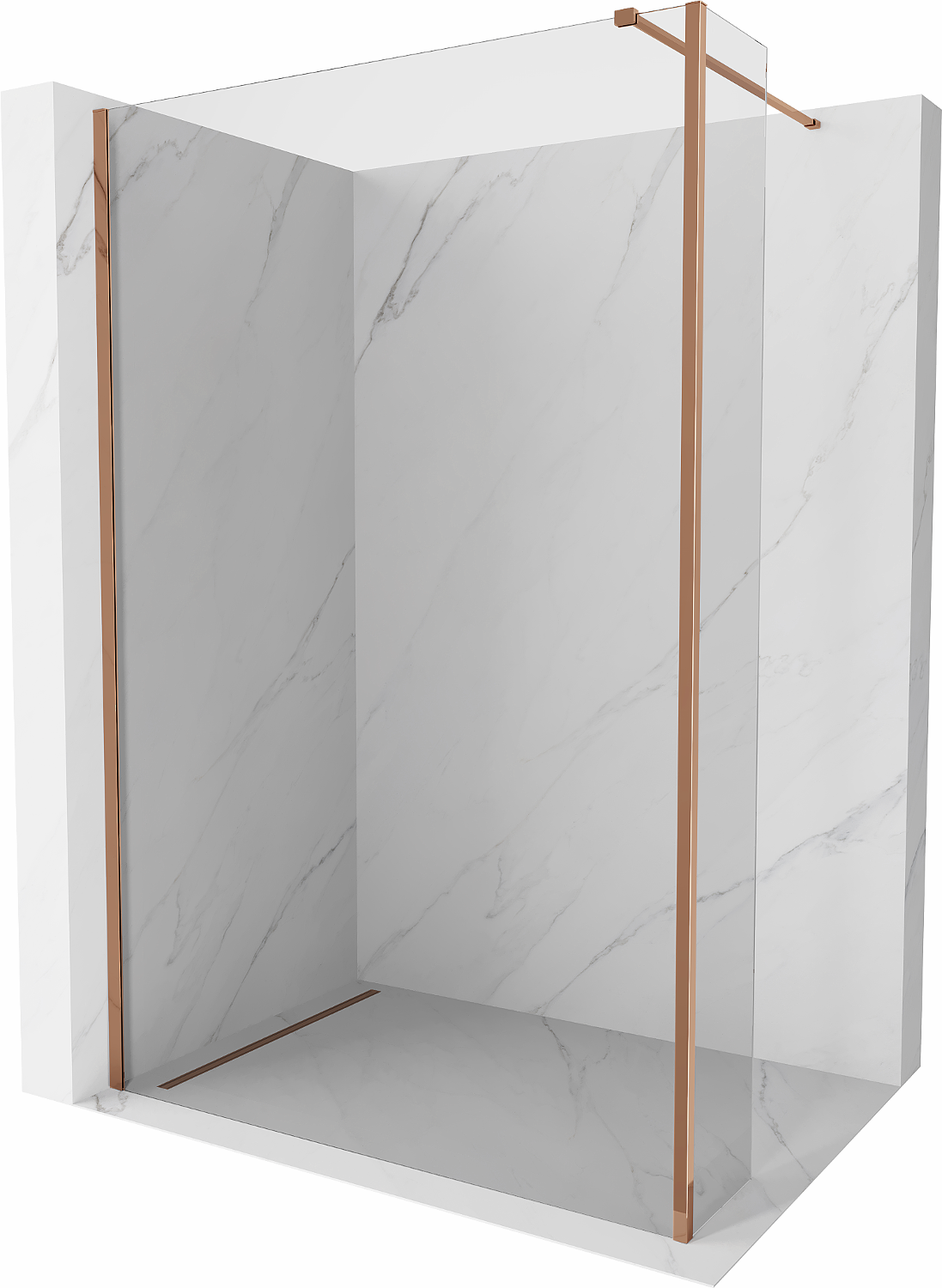 Mexen Kioto ścianka prysznicowa Walk-in 110 x 40 cm, transparent, różowe złoto - 800-110-212-60-00-040