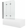 Mexen Cubik rectangular bath 150 x 70 cm with enclosure and 3-panel screen 120 cm, transparent, black - 550315070X9012037000