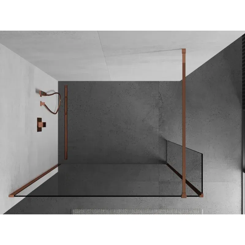 Mexen Kioto paroi de douche Walk-in 155 x 40 cm, transparent, or rose - 800-155-212-60-00-040