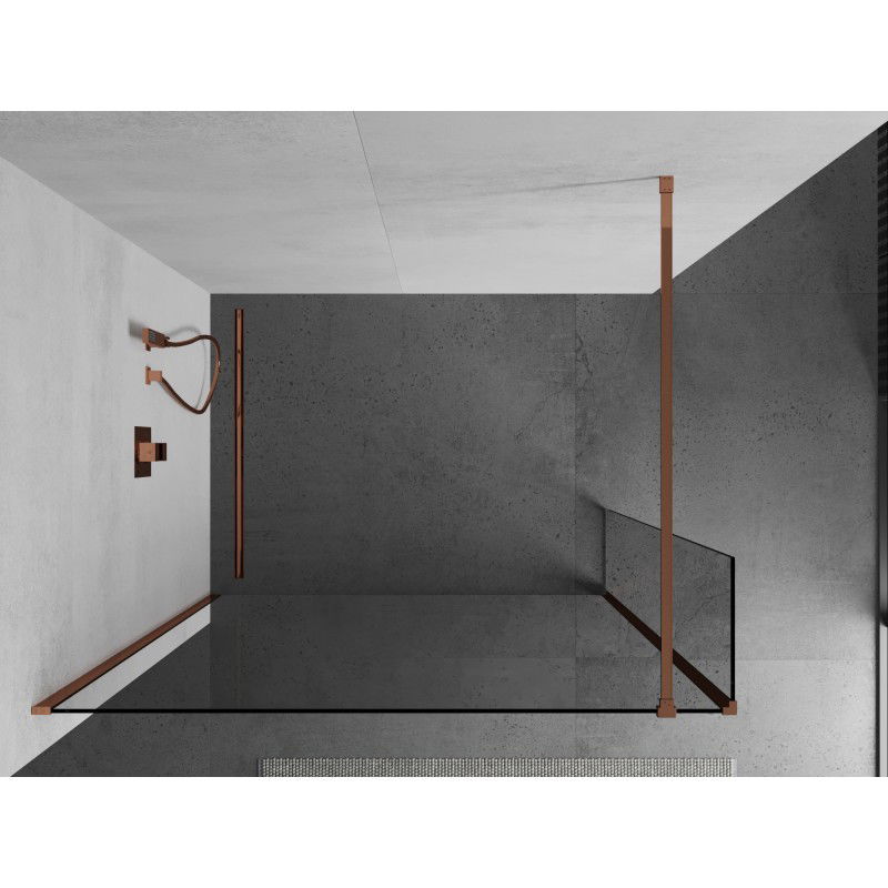 Mexen Kioto parede de duche Walk-in 150 x 40 cm, transparente, ouro rosa - 800-150-212-60-00-040
