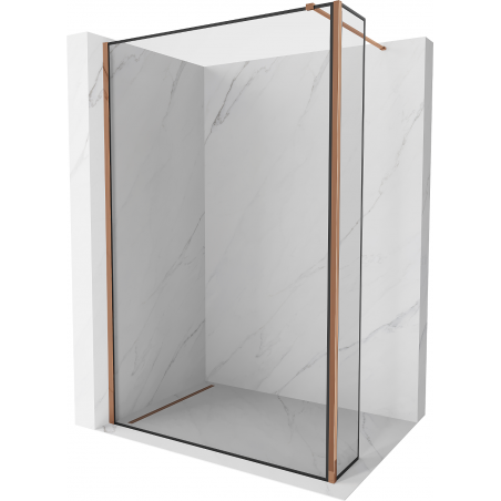 Mexen Kioto douchewand Walk-in 90 x 30 cm, zwart frame, roze goud - 800-090-212-60-70-030