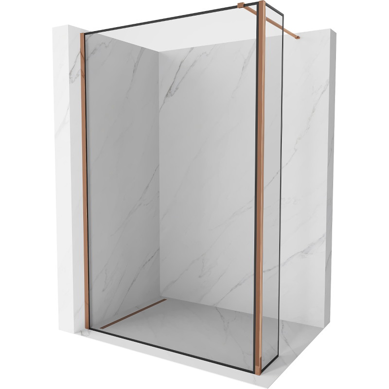 Mexen Kioto dušisein Walk-in 110 x 30 cm, must raam, roosa kuld - 800-110-212-60-70-030