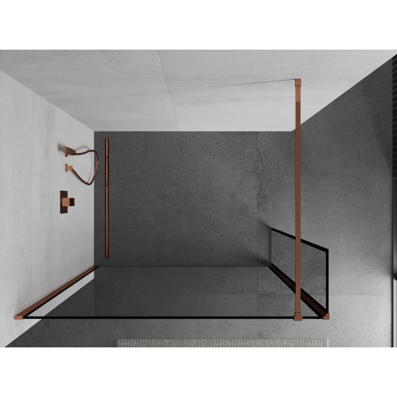 Mexen Kioto ścianka prysznicowa Walk-in 130 x 30 cm, czarna ramka, różowe złoto - 800-130-212-60-70-030
