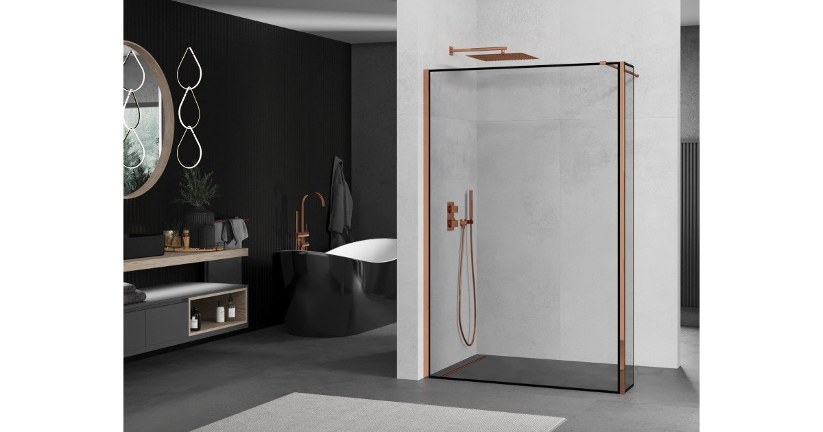 Mexen Kioto ścianka prysznicowa Walk-in 110 x 40 cm, czarna ramka