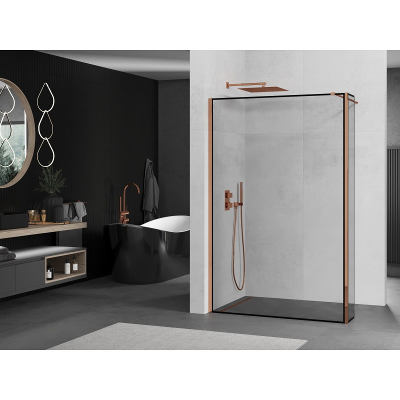 Mexen Kioto dušisein Walk-in 160 x 40 cm, must raam, roosa kuld - 800-160-212-60-70-040