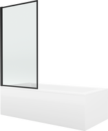 Mexen Cubik rechthoekig bad 150 x 70 cm met ombouw en 1-vleugelig scherm 70 cm, zwart patroon fix - 550315070X9307007070