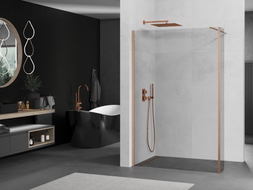 Mexen Kioto walk-in tuš zid 105 x 30 cm, proziran, brušena mjed - 800-105-212-65-00-030