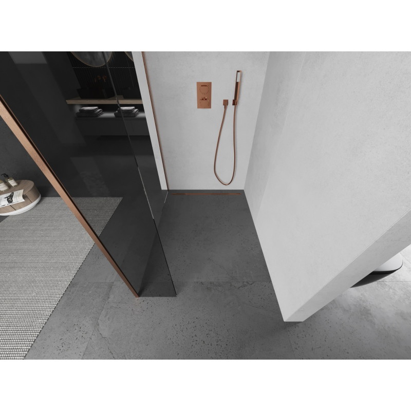 Mexen Kioto dušisein Walk-in 150 x 30 cm, läbipaistev, harjatud vask - 800-150-212-65-00-030