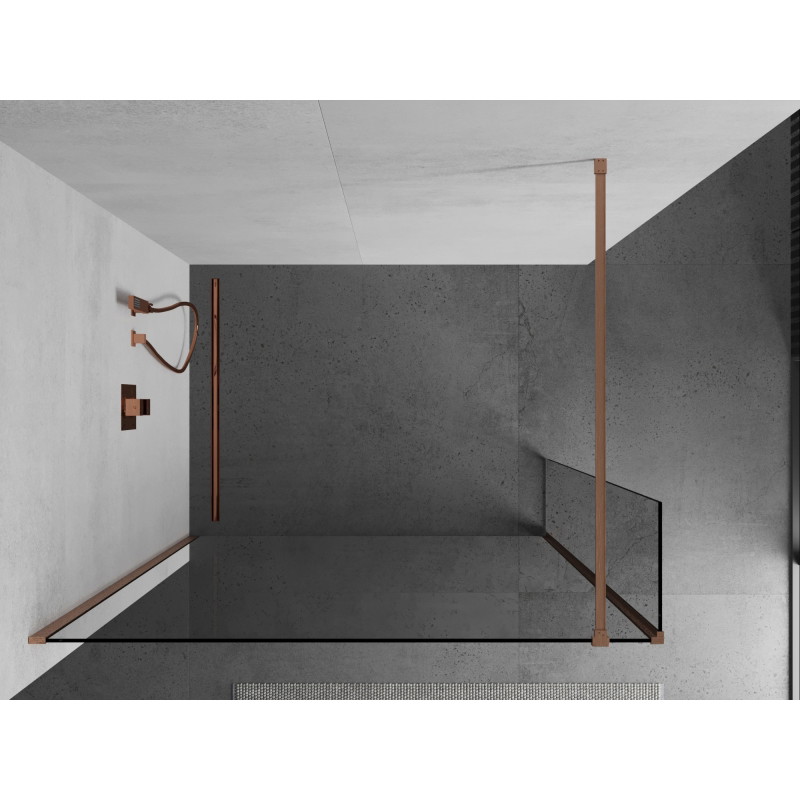 Mexen Kioto dušisein Walk-in 150 x 30 cm, läbipaistev, harjatud vask - 800-150-212-65-00-030