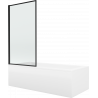 Mexen Cubik rechteckige Badewanne 150 x 70 cm mit Verkleidung und einteiligem Paravent 70 cm, schwarzes Muster - 550315070X9307?