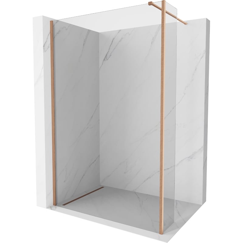 Mexen Kioto ścianka prysznicowa Walk-in 135 x 40 cm, transparent, miedź szczotkowana - 800-135-212-65-00-040