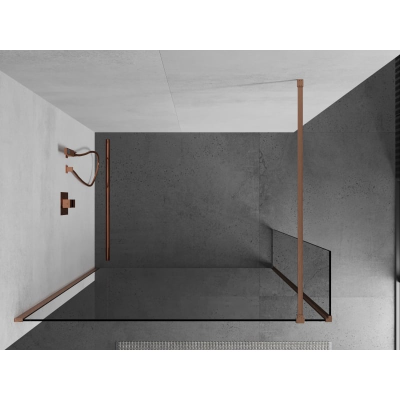 Mexen Kioto ścianka prysznicowa Walk-in 150 x 40 cm, transparent, miedź szczotkowana - 800-150-212-65-00-040