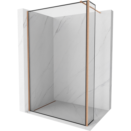 Mexen Kioto douchewand Walk-in 100 x 30 cm, zwart frame, geborsteld koper - 800-100-212-65-70-030