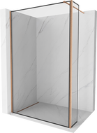 Mexen Kioto tuš pregrada Walk-in 120 x 30 cm, crni okvir, brušena bakra - 800-120-212-65-70-030