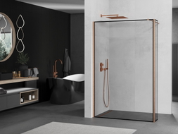 Mexen Kioto tuš pregrada Walk-in 120 x 30 cm, crni okvir, brušena bakra - 800-120-212-65-70-030