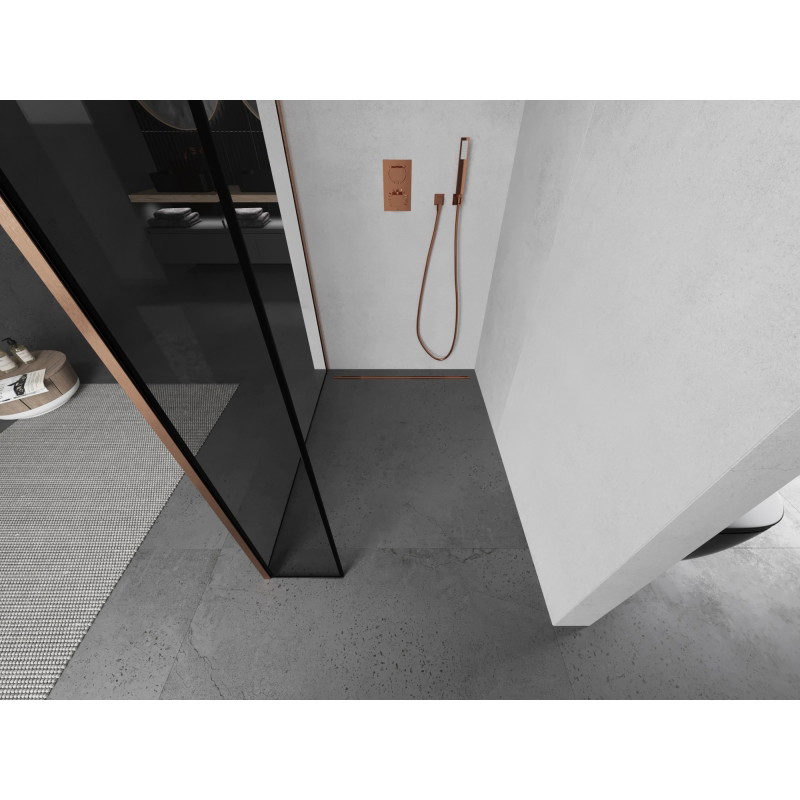 Mexen Kioto dušisein Walk-in 140 x 40 cm, must raam, harjatud vask - 800-140-212-65-70-040