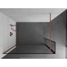 Mexen Kioto Walk-in Shower Screen 130 x 40 cm, Black Frame, Brushed Copper - 800-130-212-65-70-040