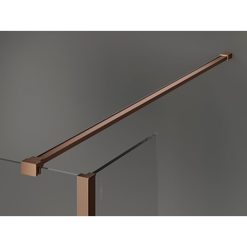 Mexen Kioto ścianka prysznicowa Walk-in 150 x 40 cm, czarna ramka, miedź szczotkowana - 800-150-212-65-70-040
